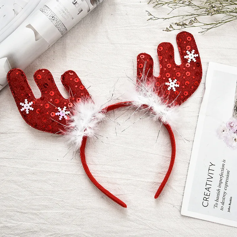 Christmas Headband Santa Xmas Party Decoration Double Hair Band Clasp Head Hoop Hb-1003