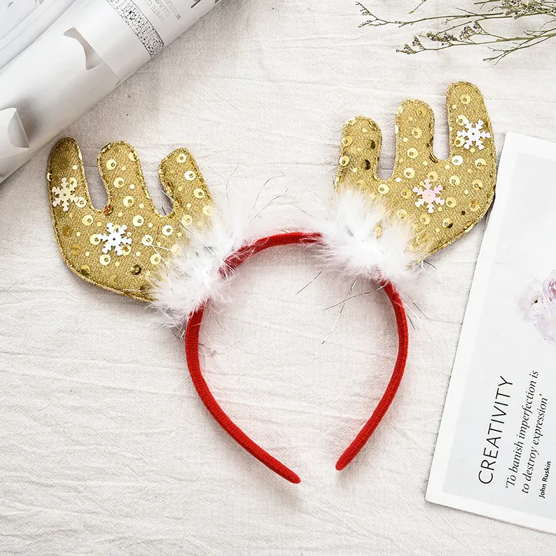 Christmas Headband Santa Xmas Party Decoration Double Hair Band Clasp Head Hoop Hb-1003