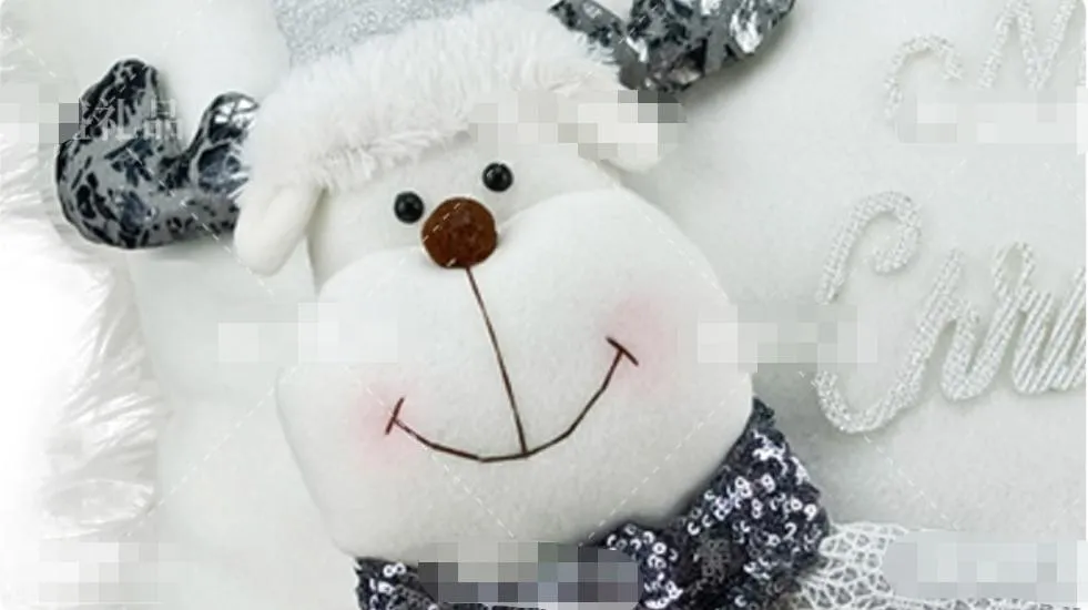 Christmas Ornament Silver Christmas Machine Embroidered English Pillow