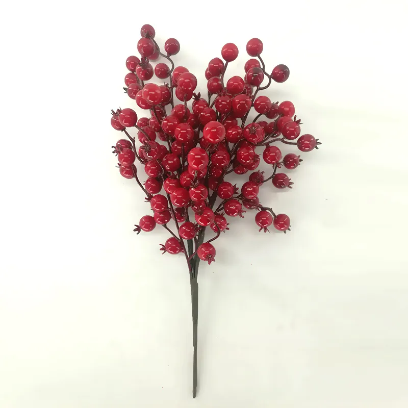 Christmas Ornaments Decoration Supplies Long Stem Tree Berries Pick Branches Artificial Flower Red Berry Fruits Holly