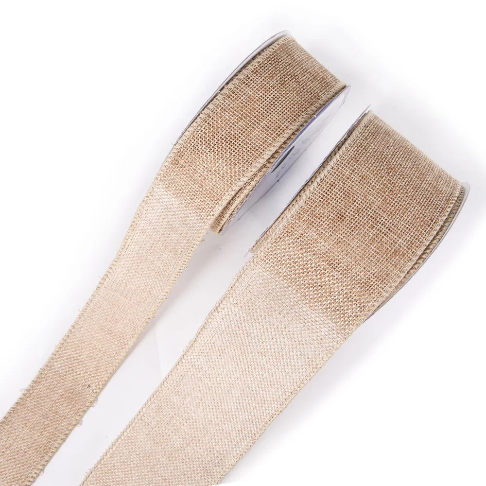 Christmas Ribbon Natural Jute Burlap Ribbon for Christmas Gift Wrapping Festival Party Decor
