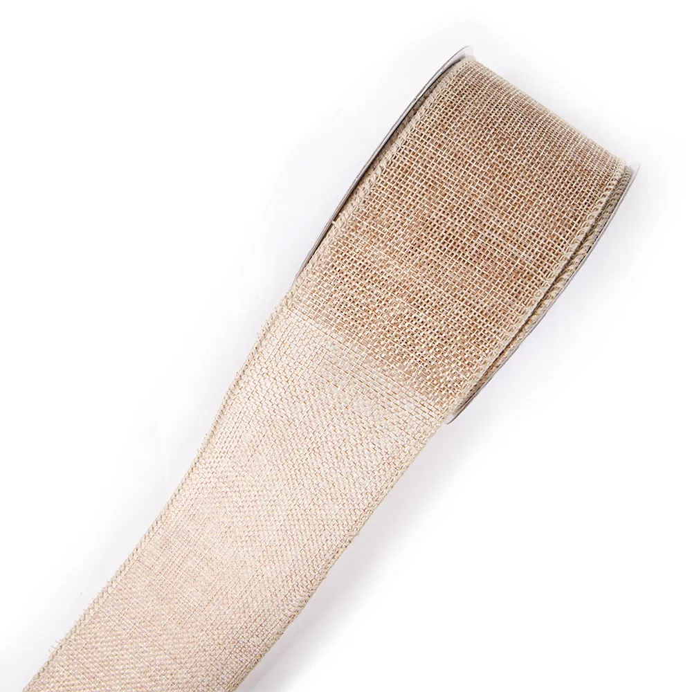 Christmas Ribbon Natural Jute Burlap Ribbon for Christmas Gift Wrapping Festival Party Decor