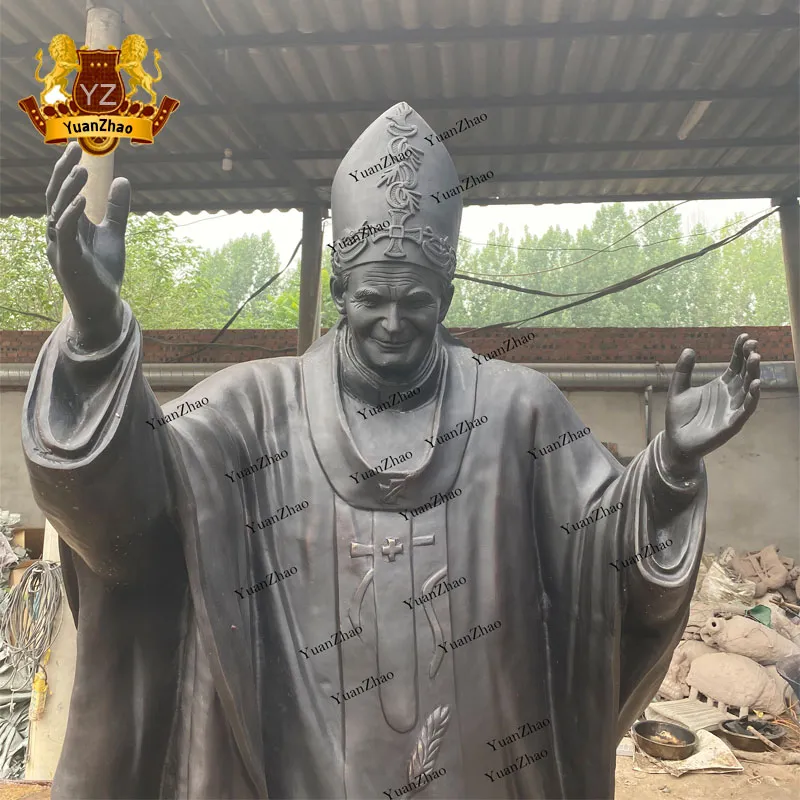 Church Garden Decoration Bronze Pope Catholic Statue Figure Religious Sculpture