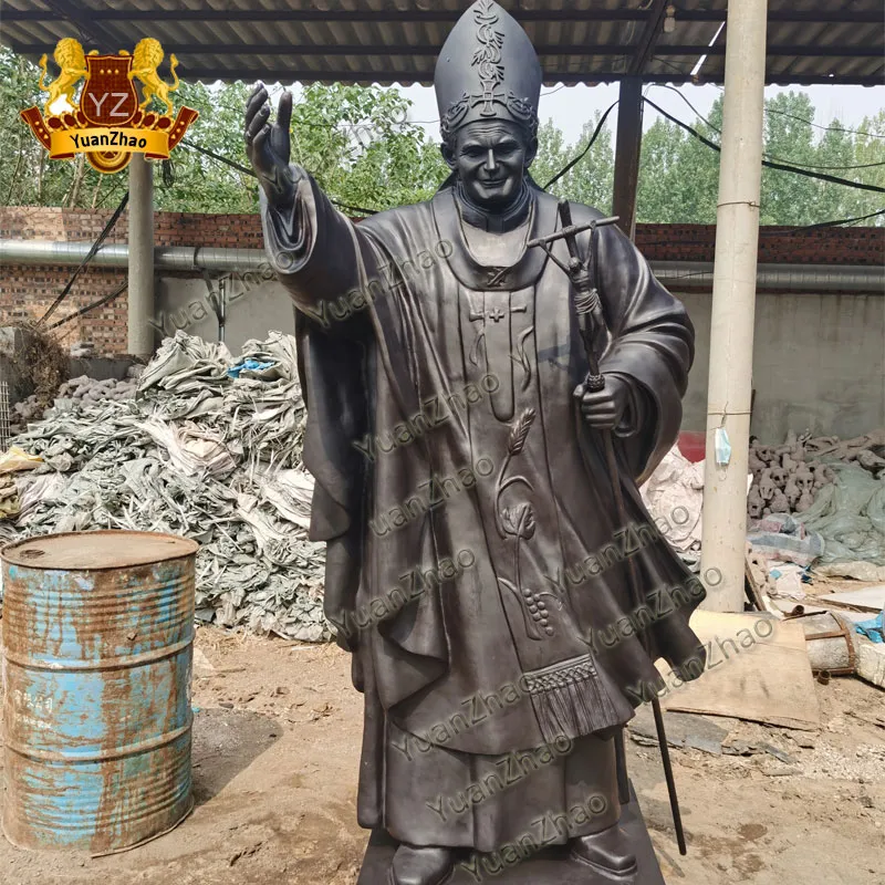 Church Garden Decoration Bronze Pope Catholic Statue Figure Religious Sculpture