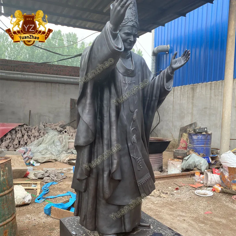 Church Garden Decoration Bronze Pope Catholic Statue Figure Religious Sculpture