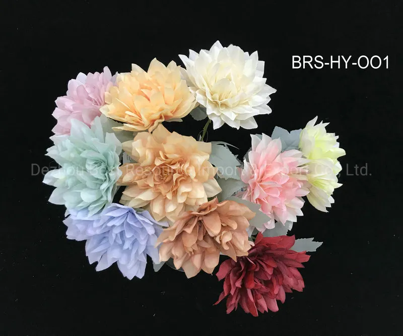Colorful Artificial Flower Single Dehlia Stem Fake Silk Simulation Dandelion for Home Decoration