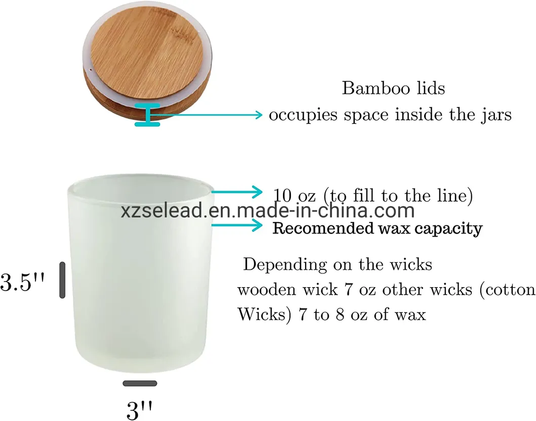 Custom 200ml 10 Oz 14oz Frosted Iridescent Matte White Candle Jars with Wooden Metal Bamboo Lid