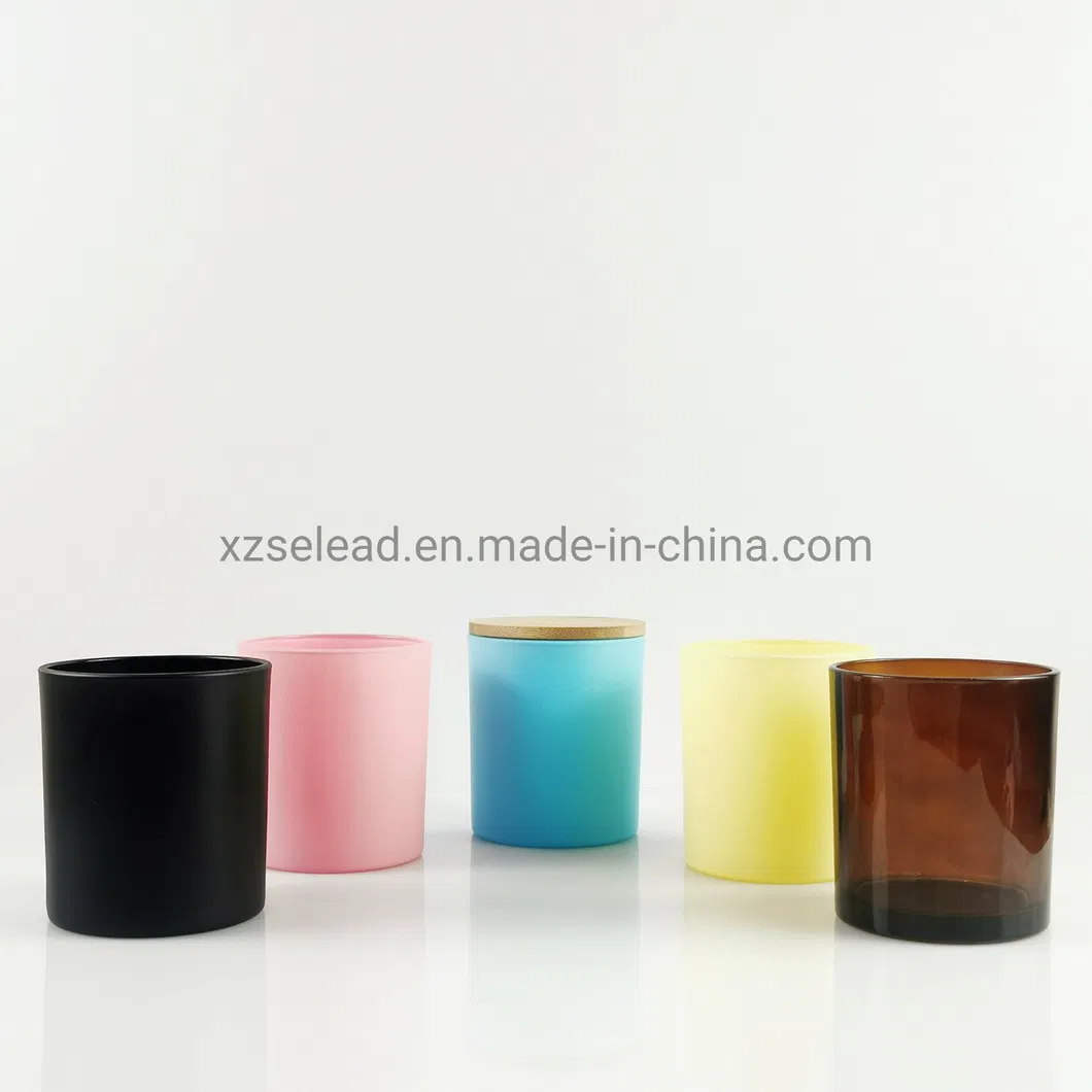 Custom 200ml 10 Oz 14oz Frosted Iridescent Matte White Candle Jars with Wooden Metal Bamboo Lid