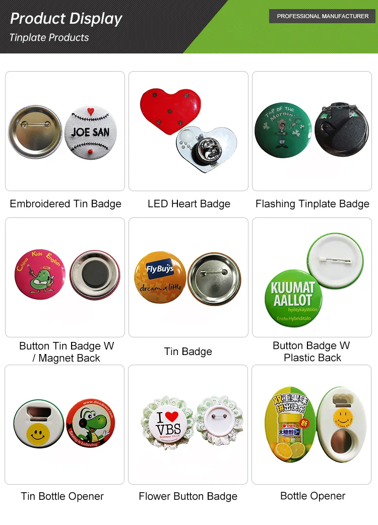 Custom Blank Round PVC Reflective Packaging Centenary Dinner Souvenir with Safety Pin From Chinacustom Bio Party Tin Button Badge