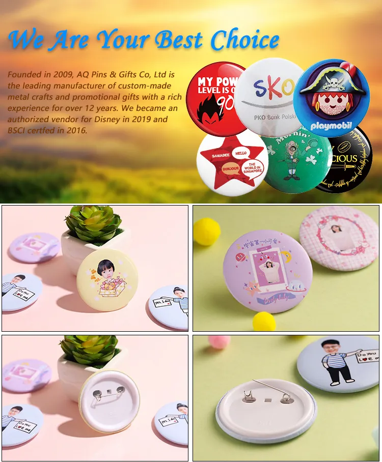 Custom Blank Round PVC Reflective Packaging Centenary Dinner Souvenir with Safety Pin From Chinacustom Bio Party Tin Button Badge