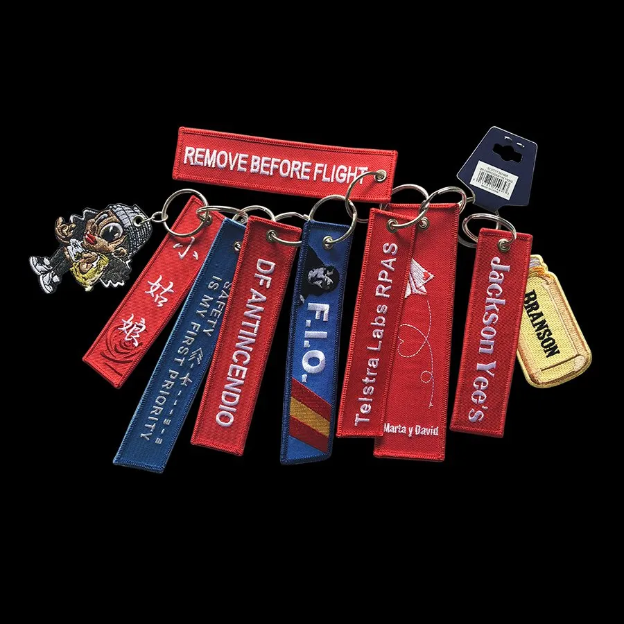 Custom Logo Printing Ethnic Polyester Stereoscopic Plush Fabric Embroidery Photo Embroidered Leather Self Defense Funko Pop Rubber PVC Cat Woven Key Fob