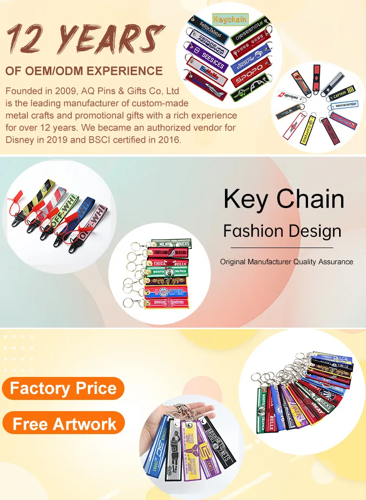 Custom Logo Printing Ethnic Polyester Stereoscopic Plush Fabric Embroidery Photo Embroidered Leather Self Defense Funko Pop Rubber PVC Cat Woven Key Fob