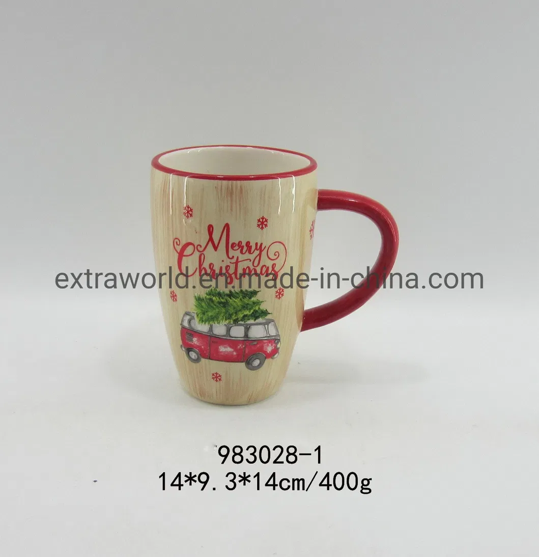 Custom Logo Red Merry Christmas Design Ceramic Coffee Mug Wholesale