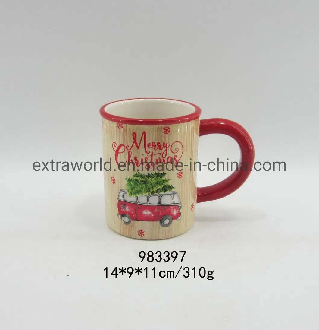 Custom Logo Red Merry Christmas Design Ceramic Coffee Mug Wholesale