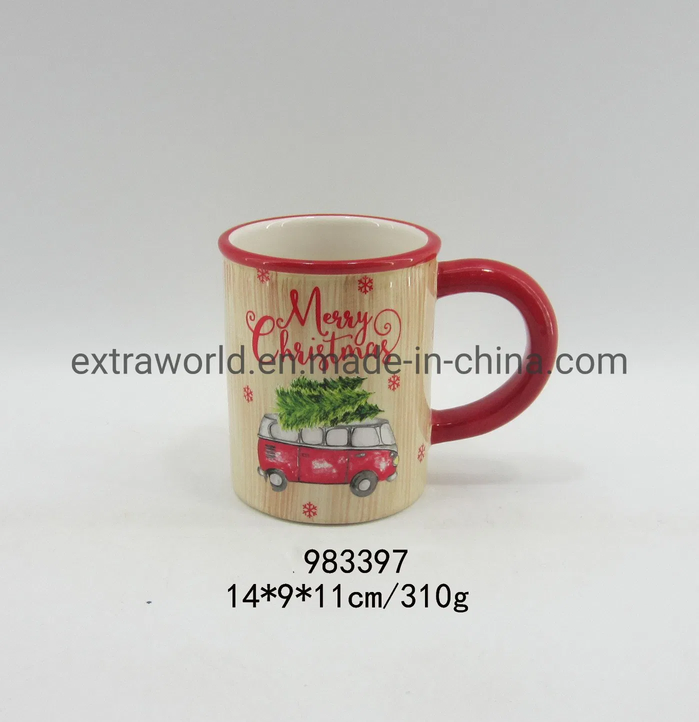 Custom Logo Red Merry Christmas Design Ceramic Coffee Mug Wholesale