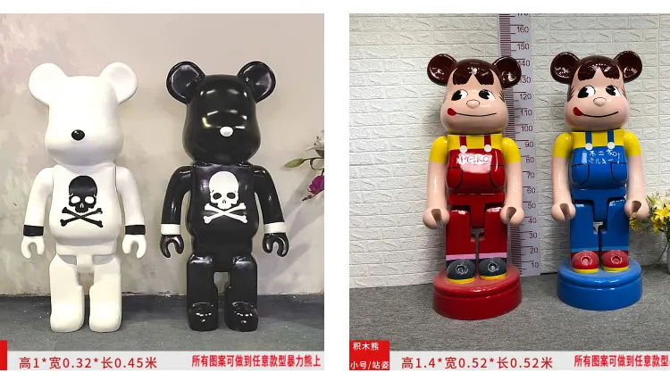 Custom Made Fiberglass Cartoon Bearbrick Resin Statue Bearbrick 1000