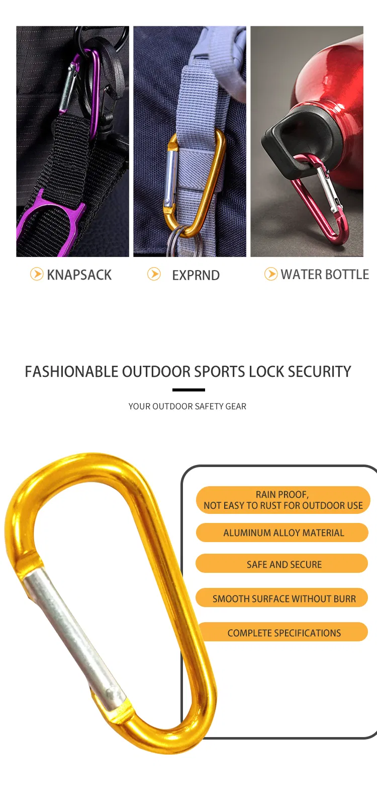 Customer Logo Fashion Aluminum Keychain Carabiner