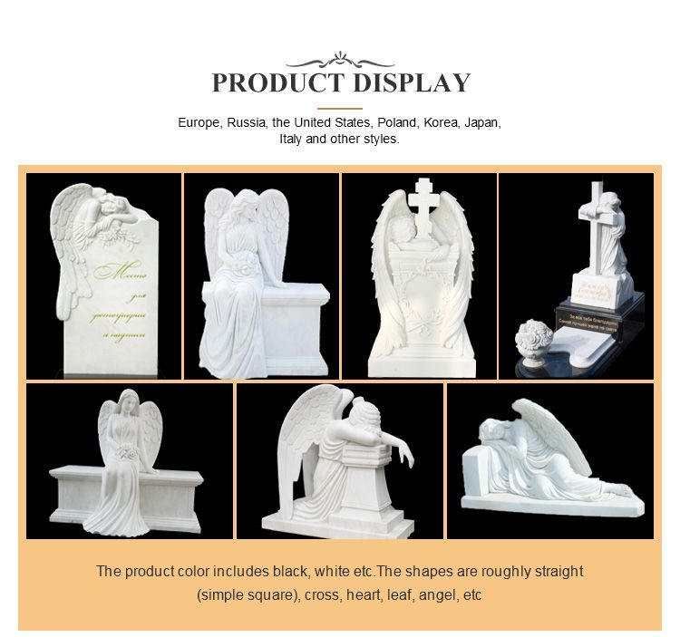 Customizable White Marble Winged Angel Tombstone