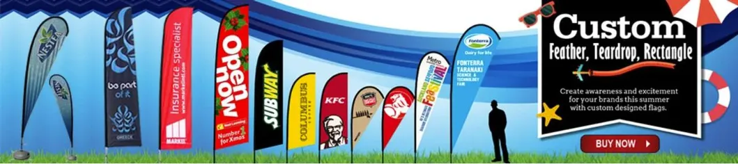 Customized Beach Advertising Digital Polyester Fabric Colorful Display Feather, Banner Teardrop Flags