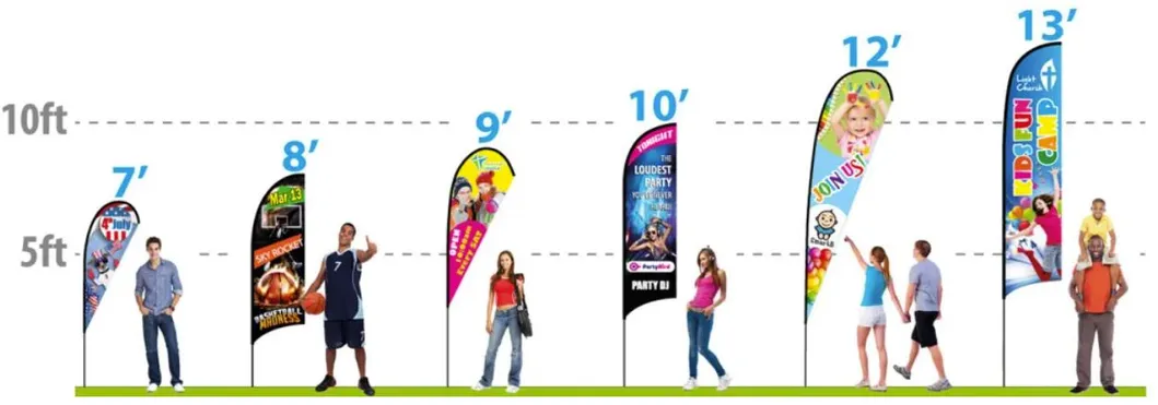 Customized Beach Advertising Digital Polyester Fabric Colorful Display Feather, Banner Teardrop Flags