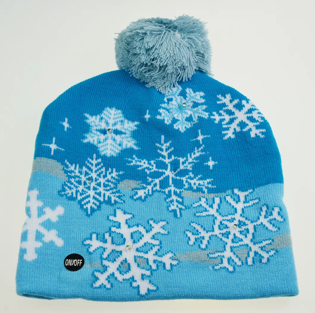 Customized LED Christmas Winter Warmer Knitted Beanie Hats