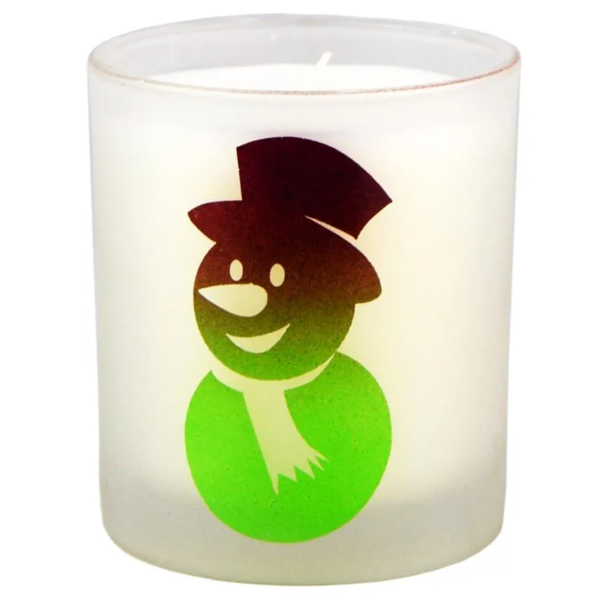 Customized Wholesale Cute Image Frosted Glass Candle Jar with Lid for Candle Making