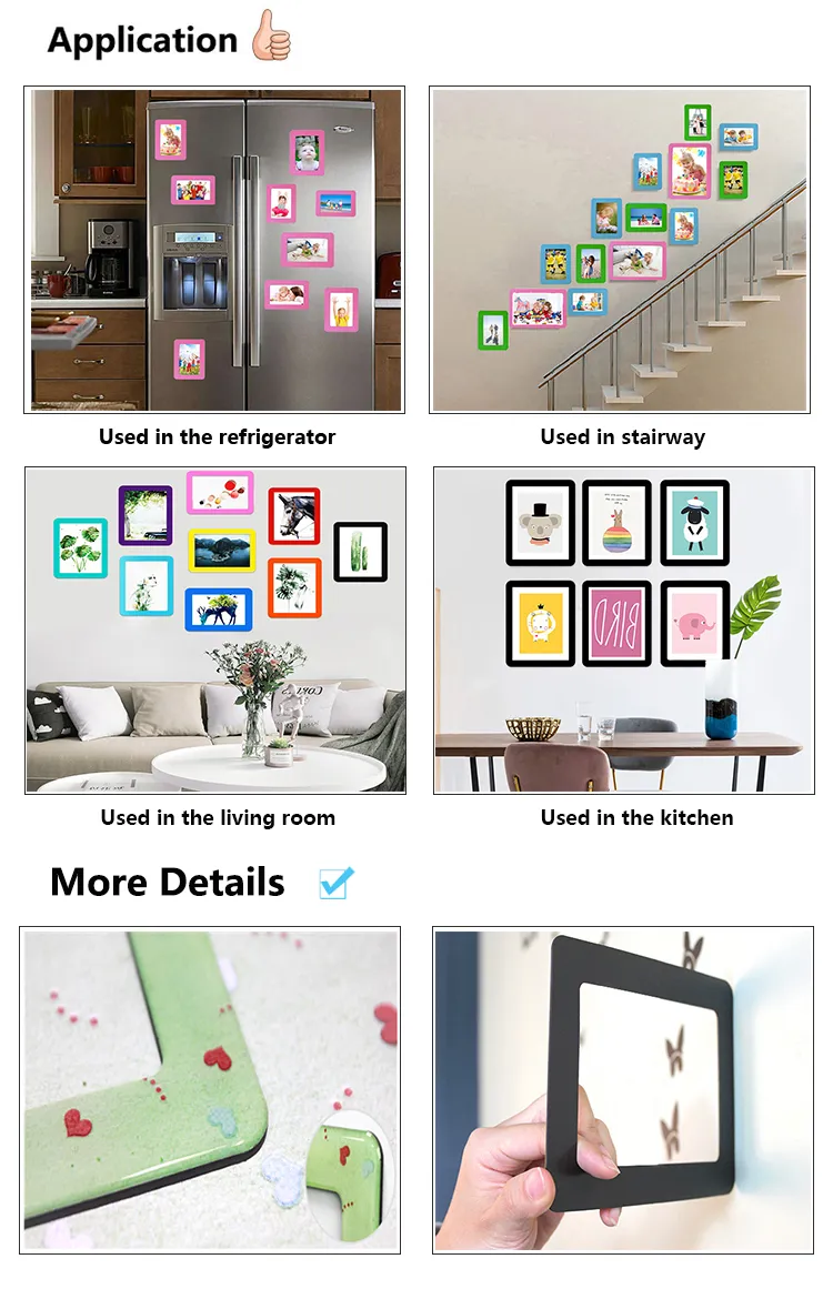 Decorative Magnetic Photo Frame 5X7 Fridge Magnet Magnetic Photo Pocket 4X6