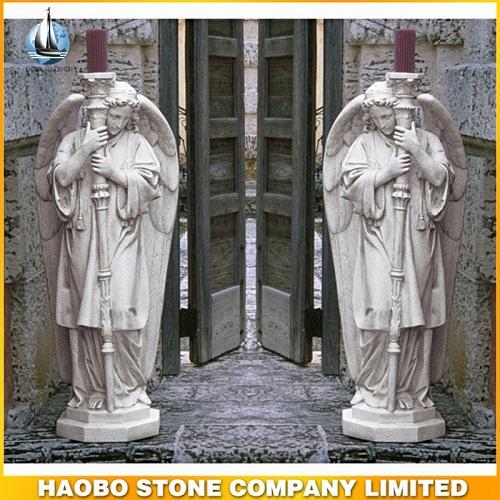 Decorative White Marble Guardian Angel Statue