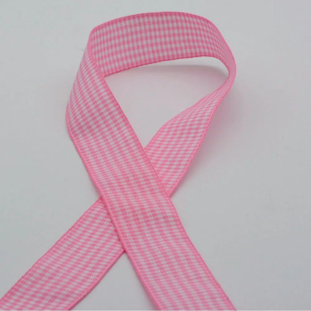 Factory Cheap Woven Colorful Checked Plaid Gingham Ribbon