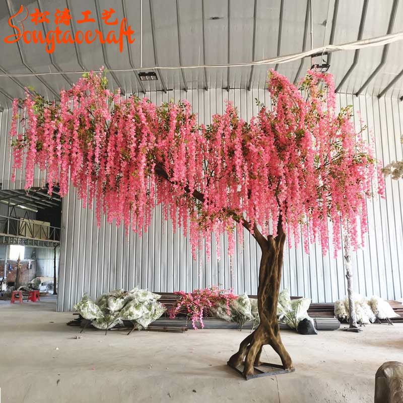 Factory Made New Design Wedding Occasion Centerpieces Pink Artificial Wisteria Tree for Arch Background Decoration