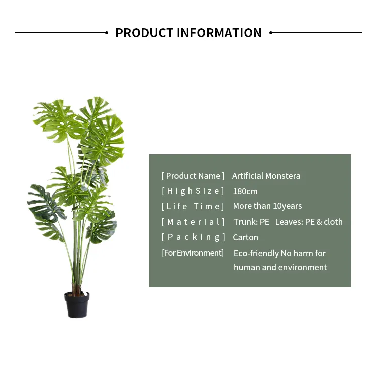 Factory Sale Cheap PE Plant Artificial Bonsai Plant Monstera for Decoration