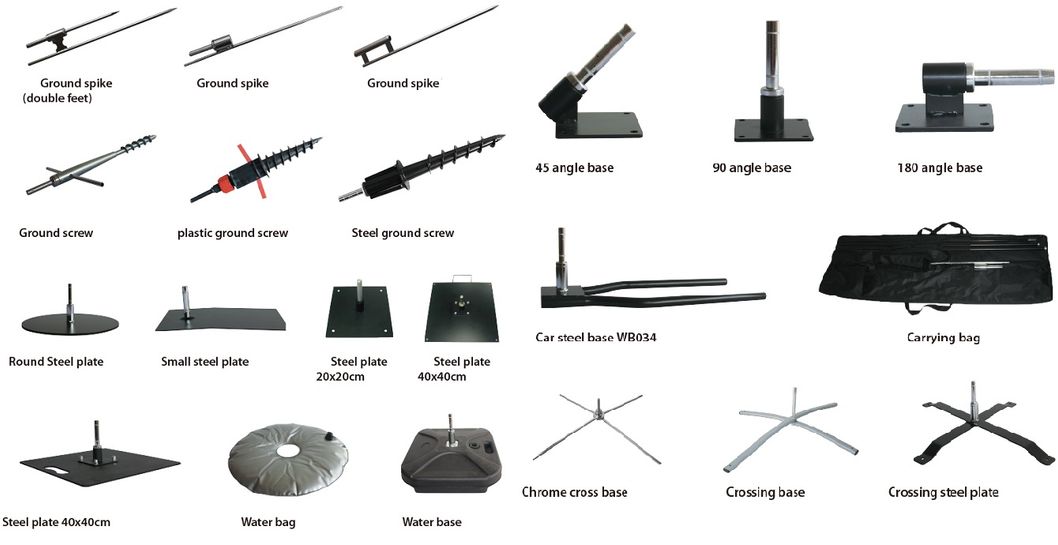 Fiberglass Poles Stainless Steel Base Knitted Carry Bag Feather Banner Flag