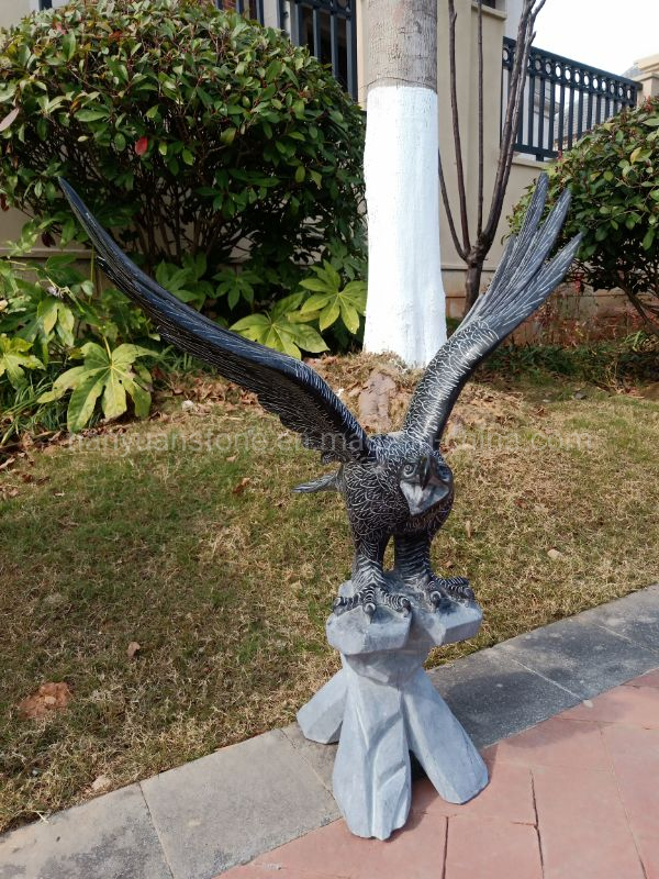 Garden Decor Modern Art Polish Stone Marble Granite Eagle Statue Sculpture with Wings