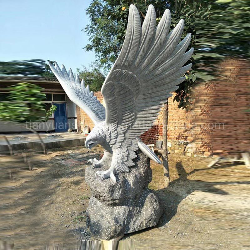 Garden Decor Modern Art Polish Stone Marble Granite Eagle Statue Sculpture with Wings