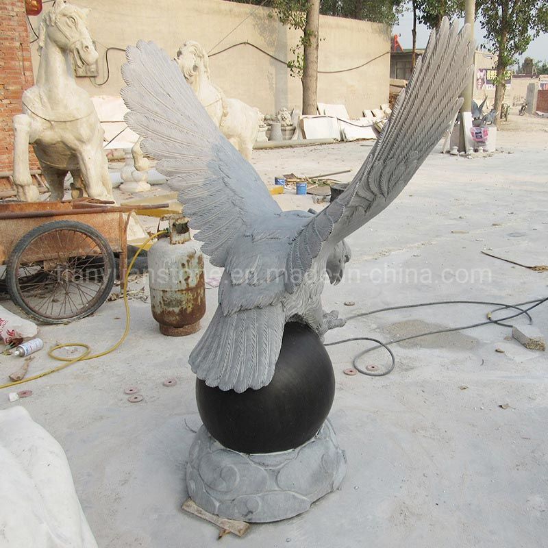Garden Decor Modern Art Polish Stone Marble Granite Eagle Statue Sculpture with Wings