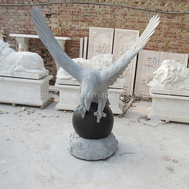 Garden Decor Modern Art Polish Stone Marble Granite Eagle Statue Sculpture with Wings