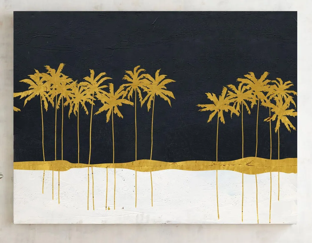 Gold Palm Tree Oil-Painting for Wall Art