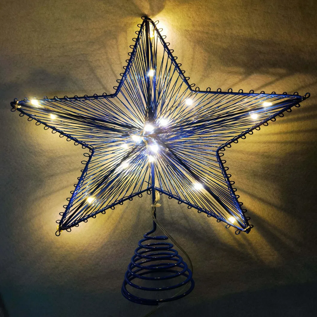 Gold Star Wrought Iron Petals LED Christmas Tree Top Decoration