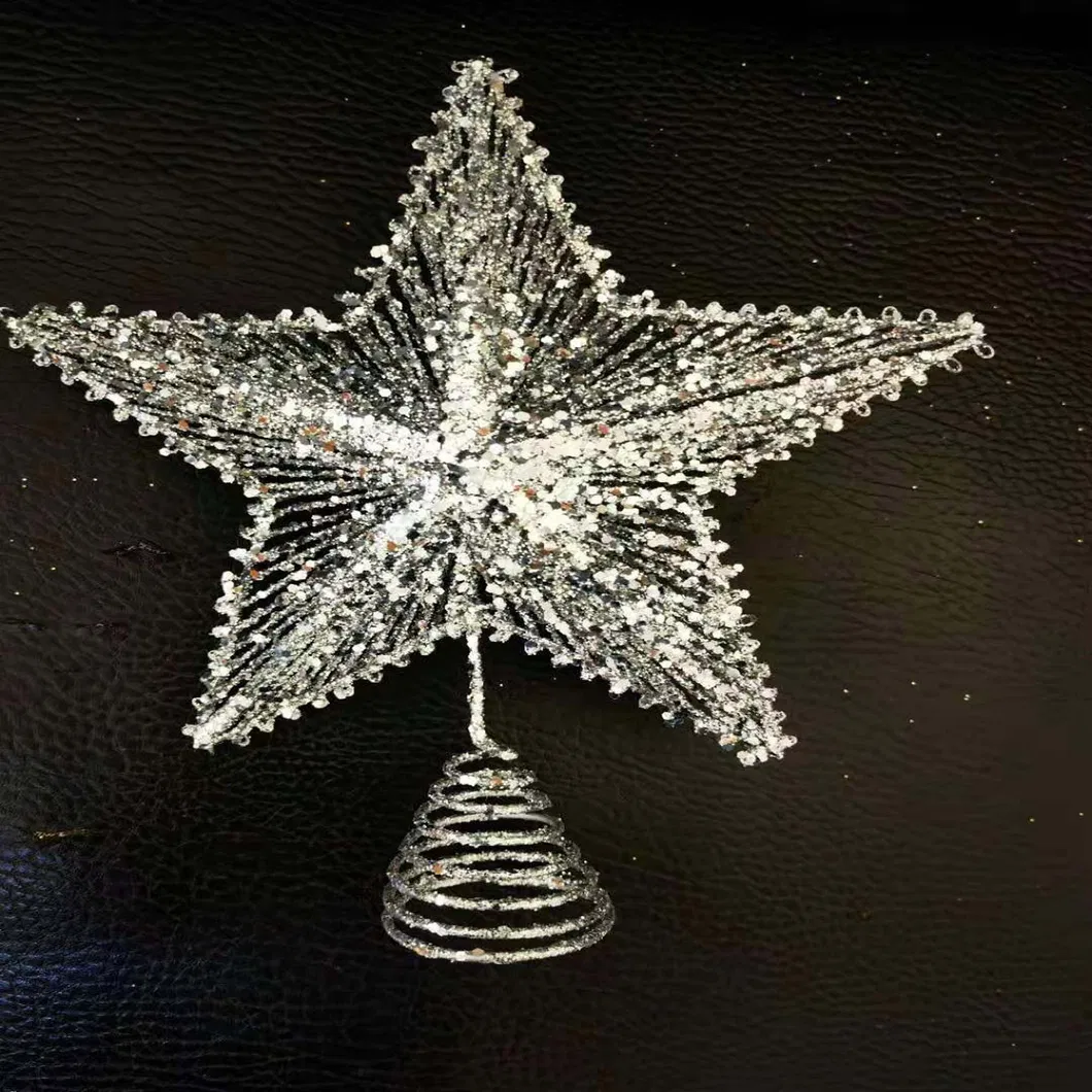 Gold Star Wrought Iron Petals LED Christmas Tree Top Decoration