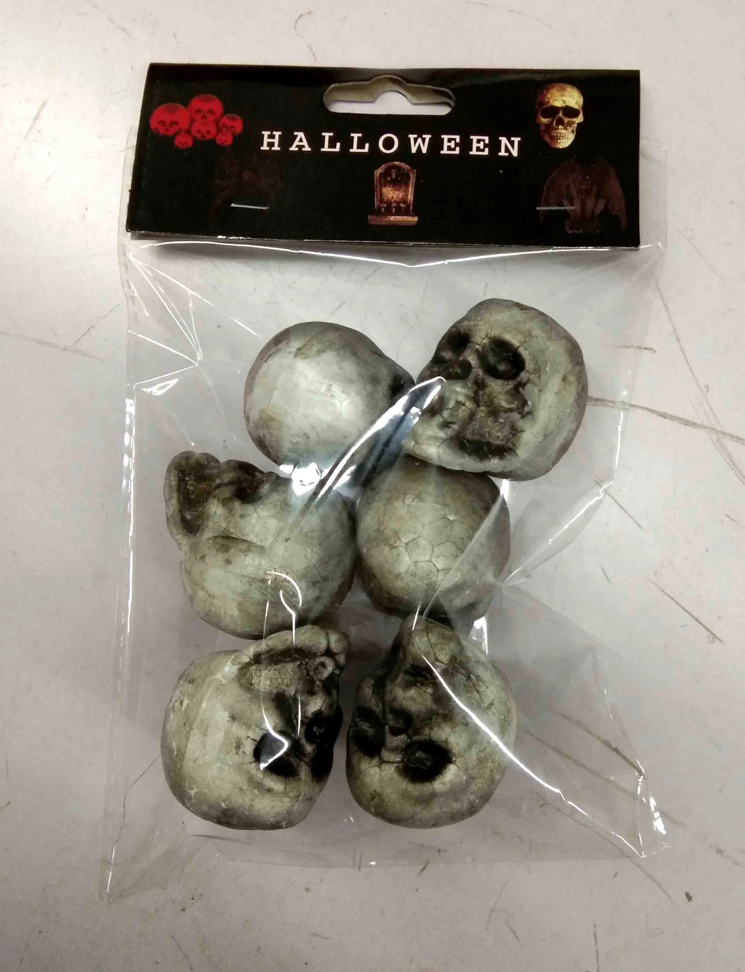Halloween Decoration Mini Skulls Pk of 6 Packed in Bag