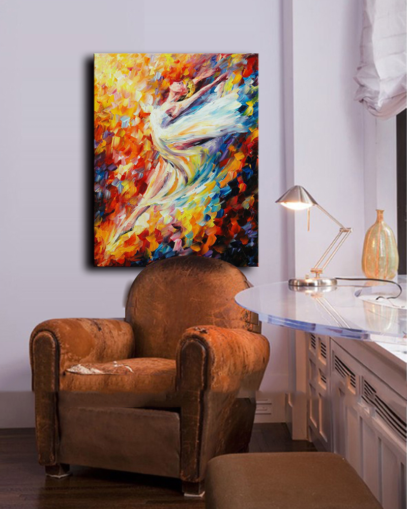Hand-Painted Modern Figure Palette Knife Wall Art Decor Abstract Hoofer Oil Painting on Canvas