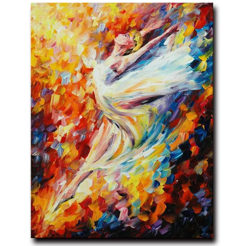 Hand-Painted Modern Figure Palette Knife Wall Art Decor Abstract Hoofer Oil Painting on Canvas