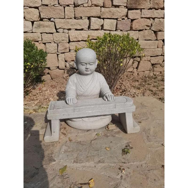 Handmade Little Monk Stone Statue Figure Carving Stone Figures for Garden Decoration