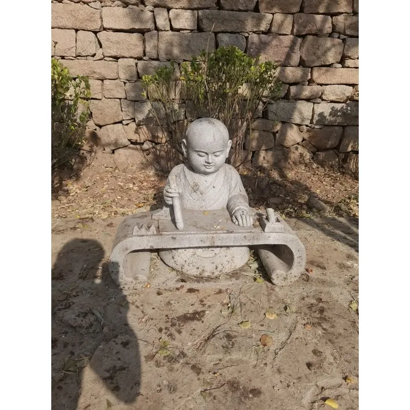 Handmade Stone Statue Figure Carving Little Monk Stone Figures for Garden Decoration