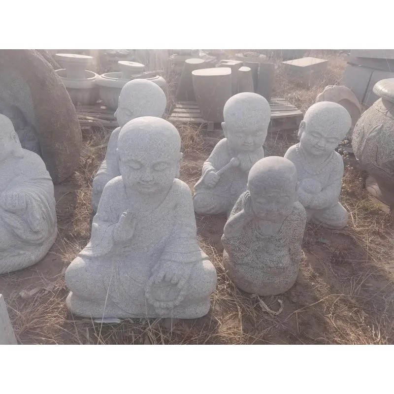 Handmade Stone Statue Figure Carving Little Monk Stone Figures for Garden Decoration