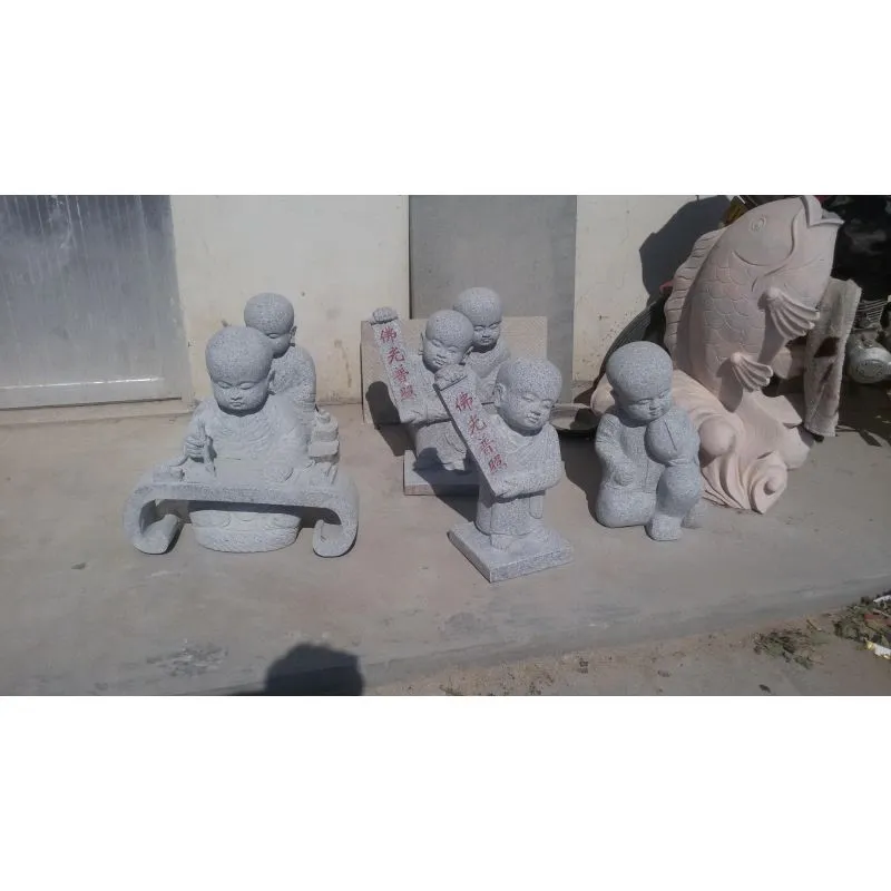 Handmade Stone Statue Little Monk Figure Carving Stone Figures for Garden Decoration