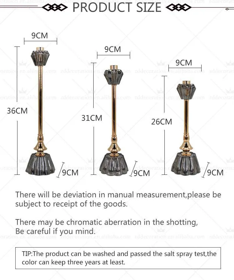 High Quality Decoration Glass Candle Holders Wedding Metal Pillar Candlestick for Home Hotel Events