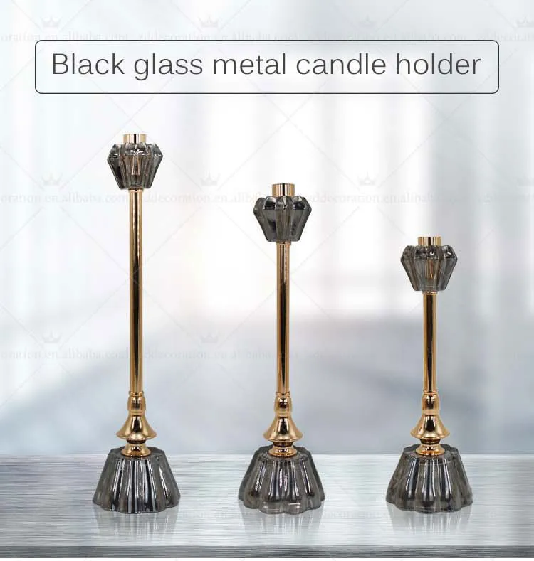 High Quality Decoration Glass Candle Holders Wedding Metal Pillar Candlestick for Home Hotel Events