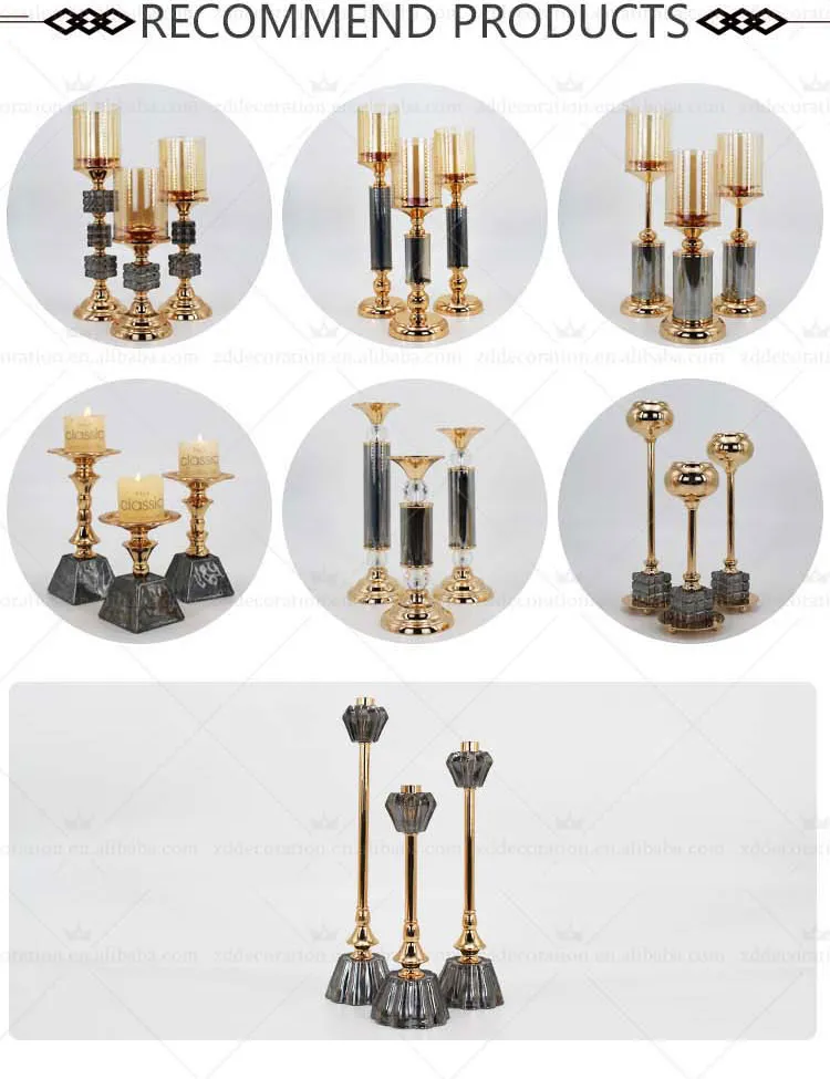 High Quality Decoration Glass Candle Holders Wedding Metal Pillar Candlestick for Home Hotel Events