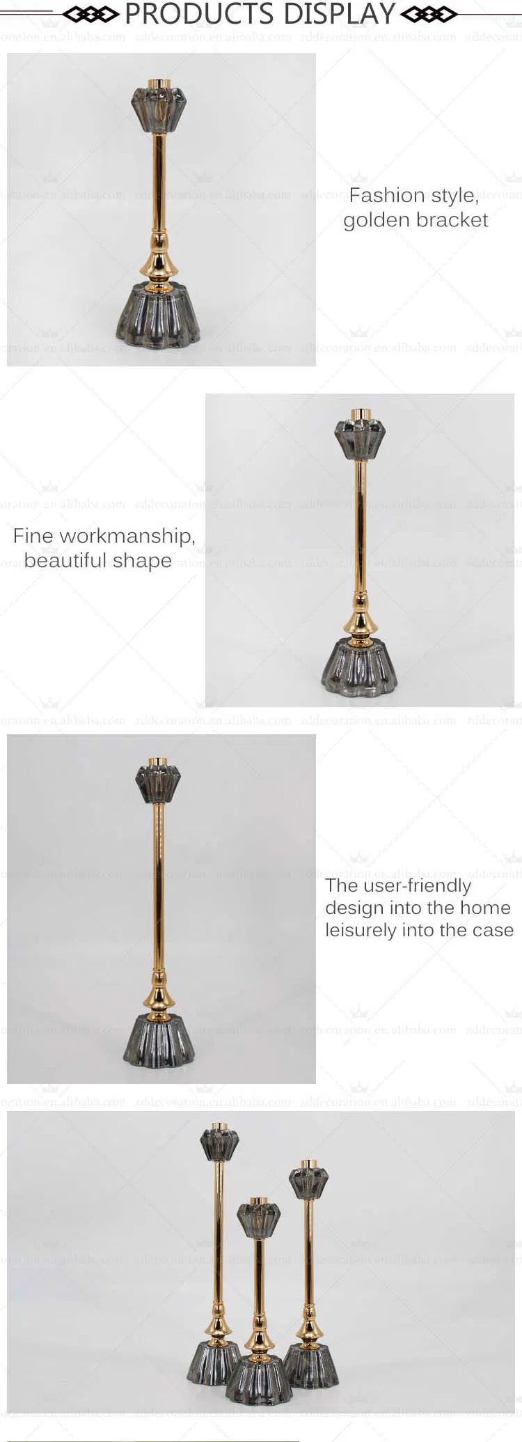 High Quality Decoration Glass Candle Holders Wedding Metal Pillar Candlestick for Home Hotel Events